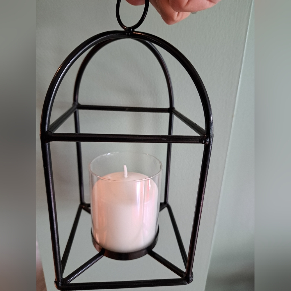 Elegant Black Metal Lantern with Candle Holder
